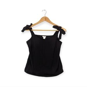 J. Crew Black Tie Shoulder Stretch Tank Top Size S